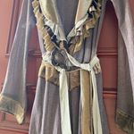 Anthropologie  Ruffle Chocolate Brown Velvet Silk Sheer Mesh Long Cardigan Medium Photo 4