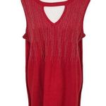 Ashley Stewart Red Sleeveless Top with Silver Accents Size 14-16 Red Sparkly Top Photo 0