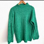 Loft  Ribbed Mock Neck Sweater  Bright Kelly Green Turtleneck Soft knit XL Photo 2