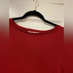 Loft NWT Red Ruffle Cuff Sheer Sleeve Scoop Neck Knit Pullover Top Blouse Size M Photo 3