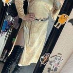 Vintage 90s crushed velvet golden midi dress Gold Size L Photo 2
