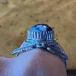 White Buffalo Turquoise Feather Ring Size 9 Black Photo 1