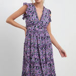 FREE THE ROSES | Floral Ruffle Detail Long Dress, Size S Purple Photo 0