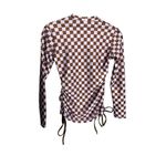 Free People NEW  x Salt Gypsy Ruched Printed Surf Rashguard‎ XS Purple Check Photo 5