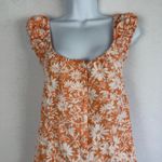 Blu Pepper Orange Daisy Print Button Front PuffSleeve MiniDress Sundress Small Cottagecore Photo 1