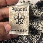 Vocal  Knit Chevron Boho Top XL Black White High Low Stretch Casual Shirt Photo 2