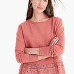 J.Crew NEW Eyelet Hem Sweatshirt Long Sleeve Rusty Clay Size S Photo 0