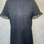 Kate Spade Black Lace Crochet Ruffle Hem Short Sleeve Party Dress Size Small Photo 2