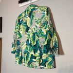 Chico's Chico’s Full Zip Jacket Tropical Palm Leaf Print Size 2 Large Cotton Stretch Photo 6