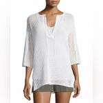 Theory  white open knit crochet tunic top MEDIUM Photo 9