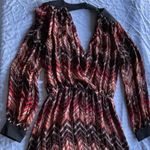Parker Veronica Silk Mini Dress Women's Sz S Sparkly Red Dark Romantic Western Photo 1