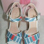 Kate Spade  Grace Striped Raffia Platforms Size 8 1/2 NIB Photo 4