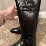 Hello Kitty  black sparkly heavy duty rain boots size 6 Sanrio Photo 0