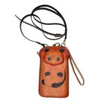 Handmade Leather Crossbody Bag Panda Bear Phone Case Purse Wallet Cute! Brown Photo 1