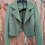EXPRESS Moto Style Green Zip-Up Collared Short Jacket Women’s Size Small Photo 0