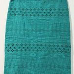 Loft Ann Taylor  Skirt Womens 0 Green Cotton Eyelet Pencil Lined Workwear Slit Photo 0