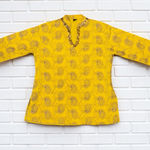 Unbranded Women's XL Yellow Paisley Casual Relaxed Fit Ethnic Kurti Top Blouse Photo 0