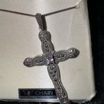 925 Sterling Silver Crystal Cross Pendant‎ Necklace Chain Womens Mens Jewelery Photo 1