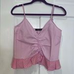 Sugar Lips Striped Ruched Ruffle Hem Top in Pink/White - Size Medium NWT Boutique Photo 0
