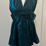 Entro NWT  Bow Front Metallic Green Dress Sz M Photo 4