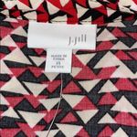J. Jill size 14P collared shirt dress red white black triangle pattern knee lgth Photo 5