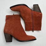 Garnet Hill  Size 7 Booties Orange Suede Ankle Boots Zip Italy Leopard Women’s Photo 2