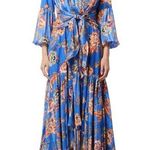 Elliatt  Balance Blue Floral Long Bishop Sleeves High Low Dress SMALL Photo 0