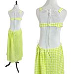 For Love & Lemons Maureen Midi Dress Size Medium Neon Green Gingham Cut Out NWT Photo 11