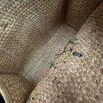 VTG 70s Acapulco Rattan Straw Woven Tote Bag Double Top Handle Floral Handmade Tan Photo 10