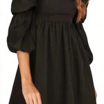 Exlura  Women’s Square Neck Dress Long Puff Sleeve A-Line Casual Short Mini Dress Photo 0