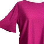 Rose + Olive Swiss Dot Top Womens XL Berry Pink Bell Sleeve Feminine Casual Photo 1