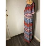 Leslie Fay  Mixed Print Cold Shoulder Maxi Dress 6 Dopamine Bohemian Coconut Girl Photo 3