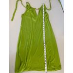 Trina Turk  Bright Lime Green Gold Keyhole Neck Halter Jersey Shift Mini Dress S Photo 4