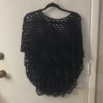Ladies Navy Oversized Lagenlook V Neck Knit Diamond Crochet Top No Size Poncho Blue Photo 4