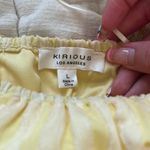 Kirious Butter Yellow Stripped Babydoll Tank Top with Ties Photo 1