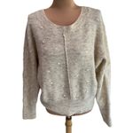 William Rast  Pullover Sweater Cream & Gray Heathered Raised Dots Boho Alpaca‎ Photo 0