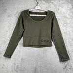 Aerie OFFLINE by XL Olive Green Ribbed Long Sleeve Cropped Top Athleisure Casual Photo 1