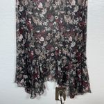Gypsy 05 Women M Black Cream Red Floral Midi Dress Sheer Flutter Sleeve Hanky Photo 5