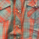 Cowgirl Legend Western Women Shirt‎ Plaid Pearl Snap Sz XL Metallic Rodeo Blue Photo 2