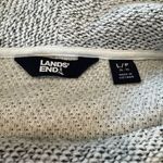 Lands' End Lands’ End Cowl Neck Knit Sweater Gray White Cotton Blend Size Large Coastal Photo 1