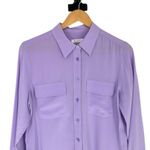 Equipment  Slim Signature Silk Shirt size Medium Lilac Long Sleeve Collared Photo 1