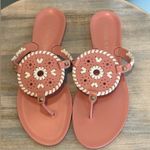 Jack Rogers  Pink Studded Whipstitching Perforated Eyelet Round toe Jelly Sandal Photo 0