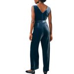 Faherty NWT  Stretch Silk Velvet Jumpsuit in Navy – Size 4 - MSRP $248 Photo 1