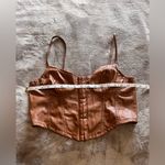 Iris  Vegan Brown Leather Vintage Corset Crop Tank Top  Women’s Sz L EUC Photo 5