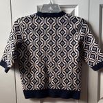 Maje  Mina Cropped Jacquard Sweater In Blue Size Small Photo 2