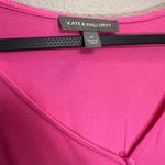 Kate & Mallory Pink Tie Front Blouse Size 1X Long Sleeve V Neck Stretch Photo 4