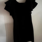Chic Black Ruffle Sleeve Mini Dress Size L Photo 0