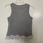 y2k Gray lace trim vneck knit cropped top size US medium Photo 3