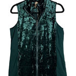 XCVI NWT  Forest Green Full Zip Velvet Velour Vest w/ Pockets Size Small‎ Photo 0