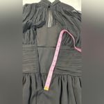 EXPRESS NWT Black Mock Neck Long Sleeve Pleated Waist Tiered Ruffle Mini Dress Photo 9